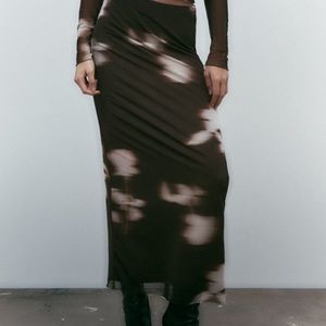 Zara PRINTED TULLE SKIRT